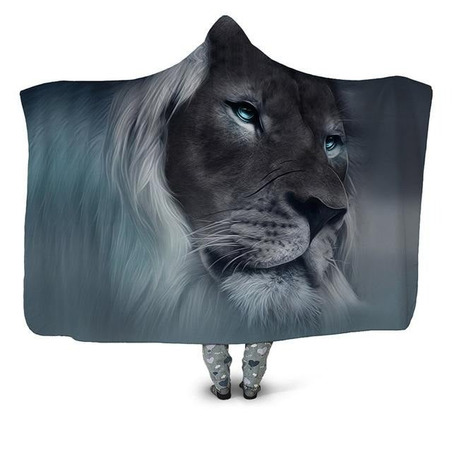Lion in Fog Blanket Hoodie