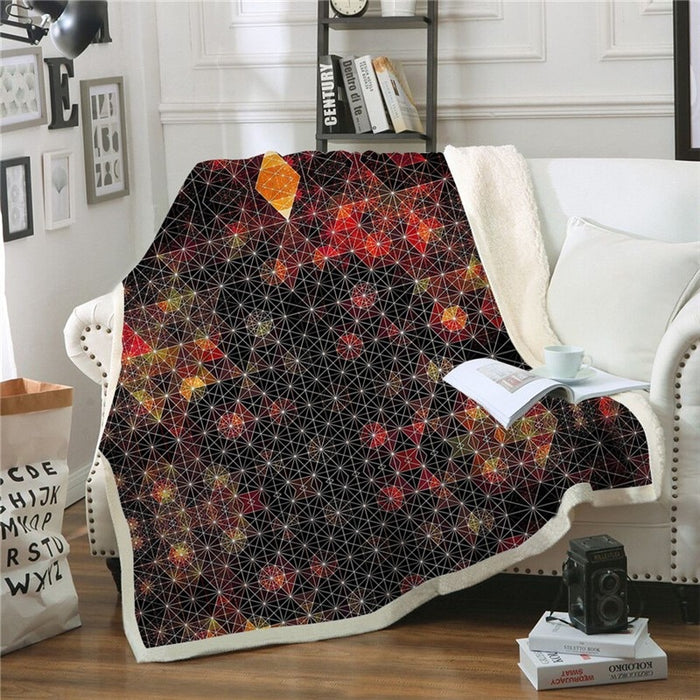 Red & Black Geometric Pattern Blanket Quilt