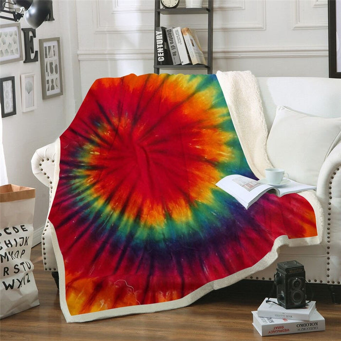 Rainbow Tie Dye Swirl Blanket Quilt