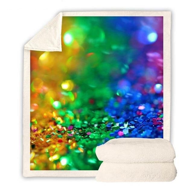 Rainbow Glitter Confetti Blanket Quilt