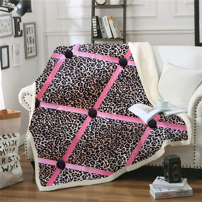 Pink Leopard Blanket Quilt