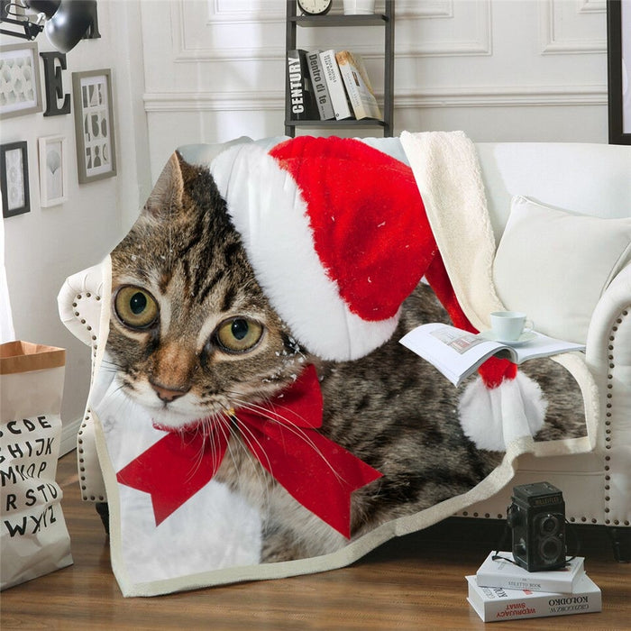 Santa Cat Blanket Quilt