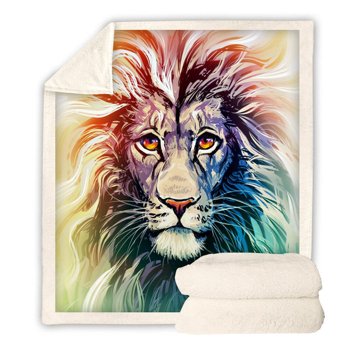 Colorful Lion Blanket Quilt