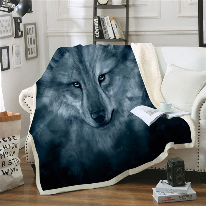 Plush Grey Wolf Blanket Quilt