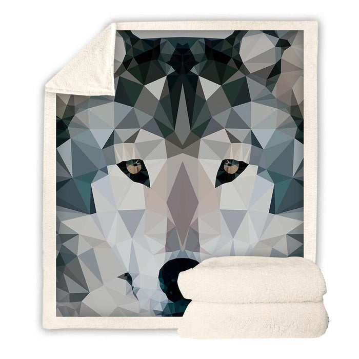 Geometric Wolf Blanket Quilt