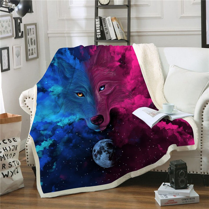 Blue & Purple Wolf Blanket Quilt