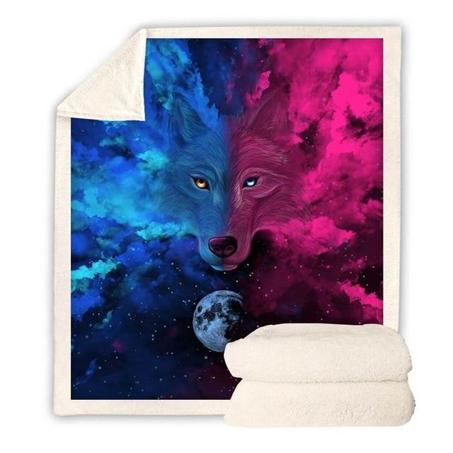 Blue & Purple Wolf Blanket Quilt