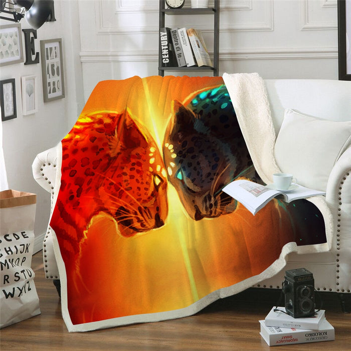 Fire & Ice Leopards Blanket Quilt