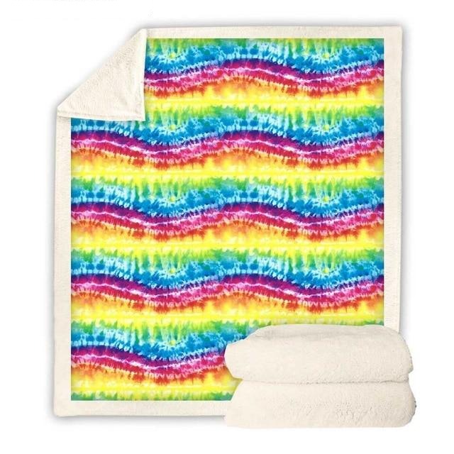 Rainbow Waves Tie Dye Blanket Quilt