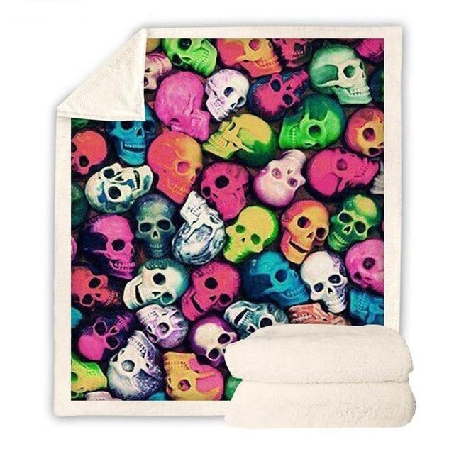 Colored Skull Blanket Quilt