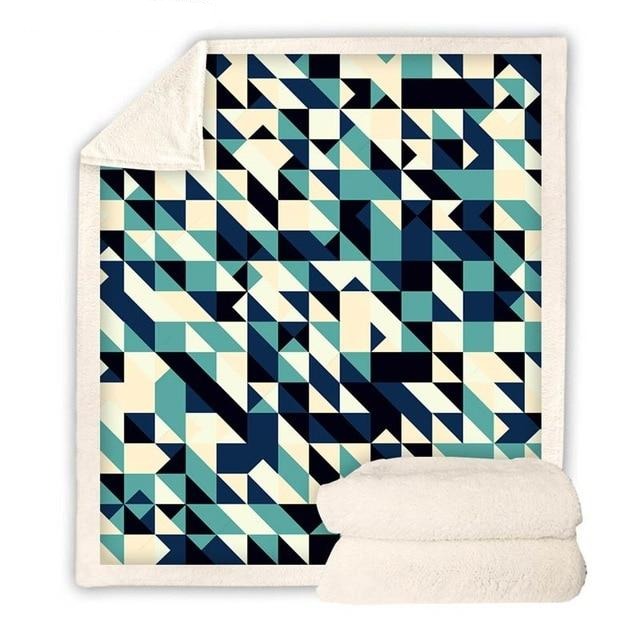 Blue Geometric Pattern Blanket Quilt