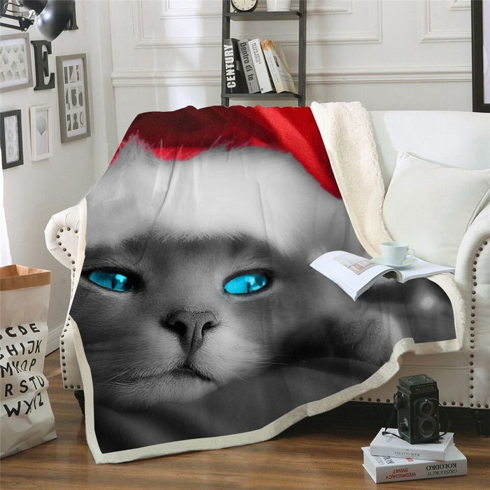 Santa Cat Blanket Quilt