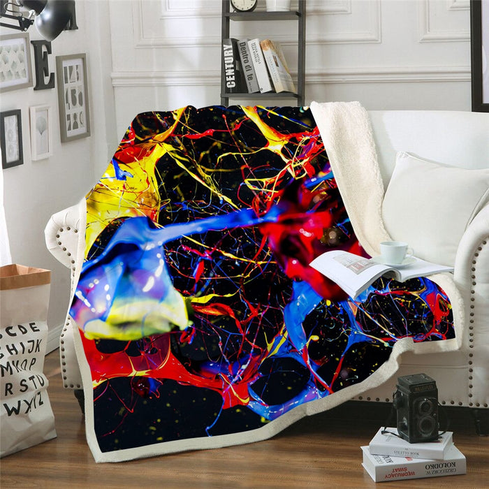 Colorful 3D Paint Splatter Blanket Quilt