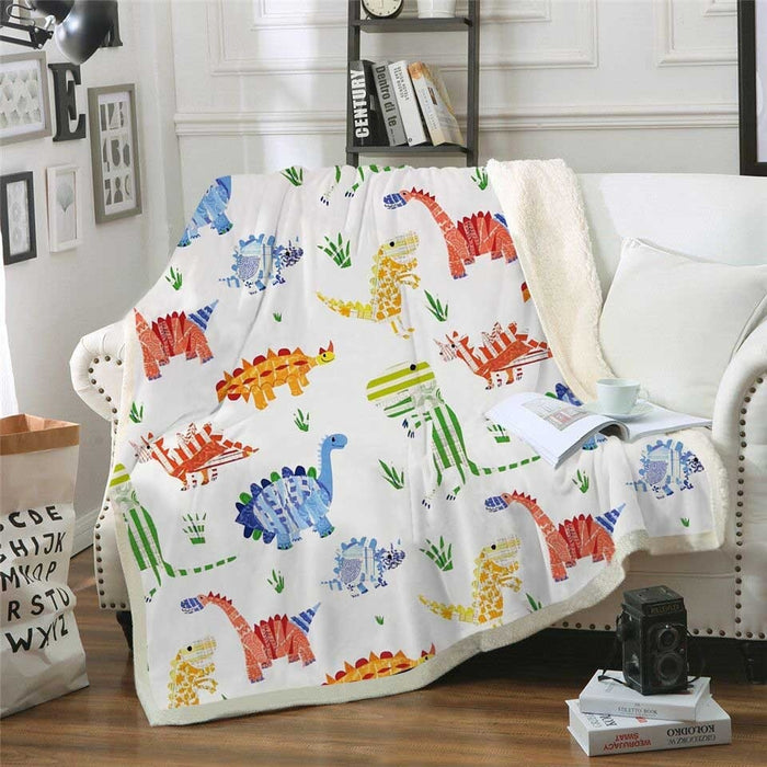 Colorful Dinosaur Print Blanket Quilt