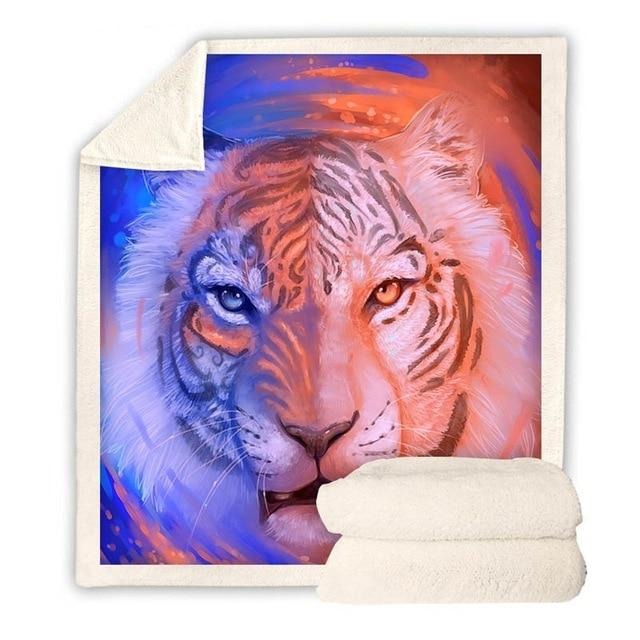 Orange & Blue Tiger Blanket Quilt