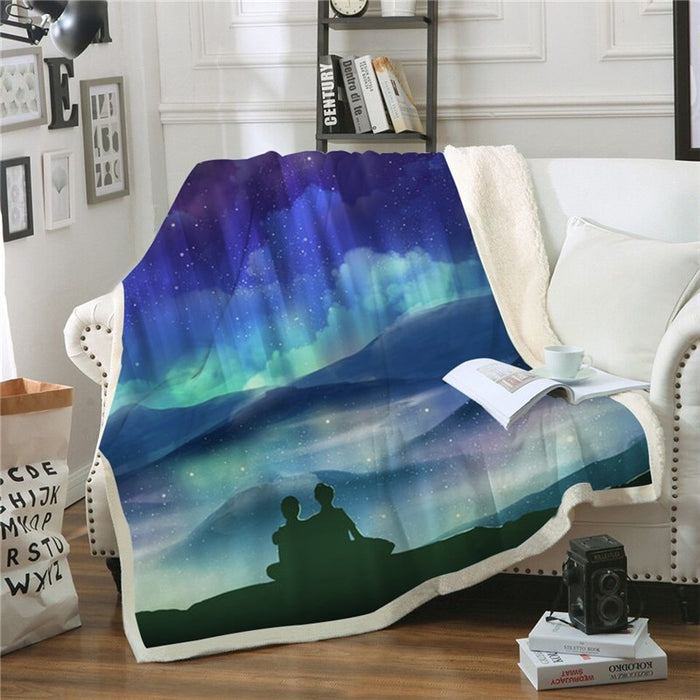 Couple Northern Lights Blanket Quilt