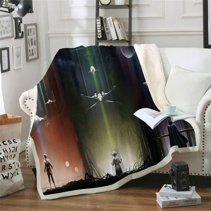 Alien Spaceships Blanket Quilt