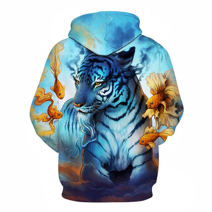 Mystical Blue Tiger Hoodie