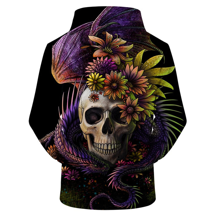 Dark Skull & Flowers Hoodie