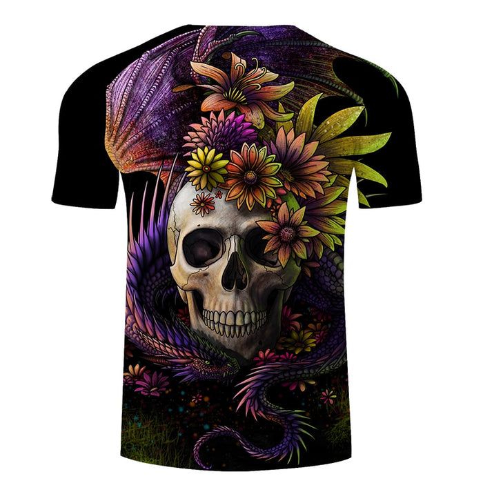Dark Skull & Flowers T-Shirt