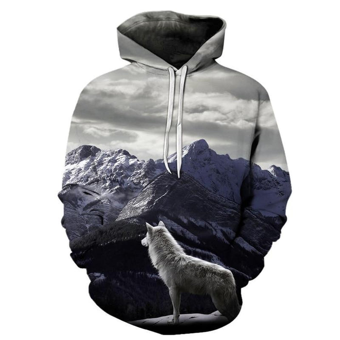 Snowy Mountaintop Wolf Hoodie