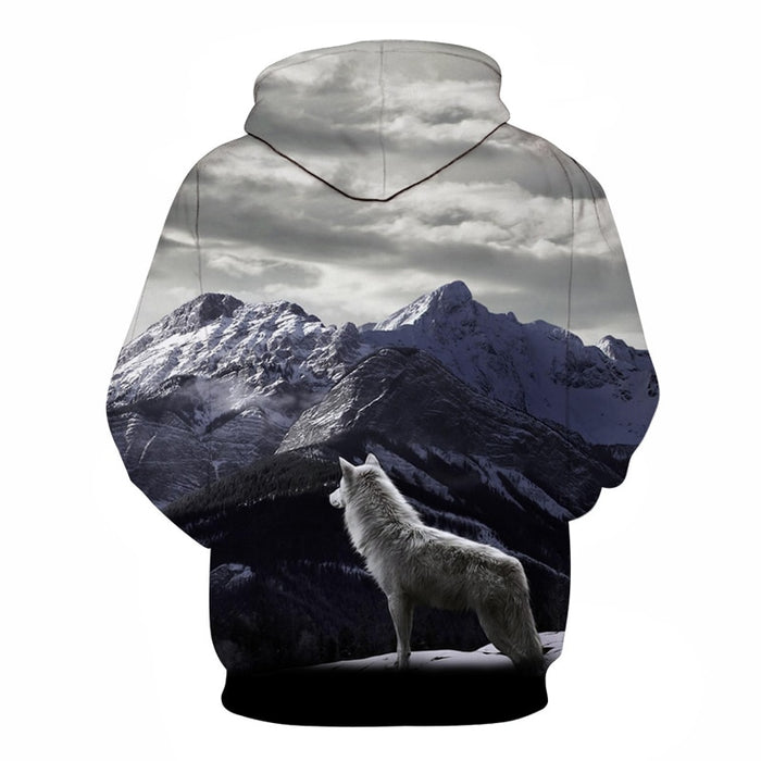 Snowy Mountaintop Wolf Hoodie