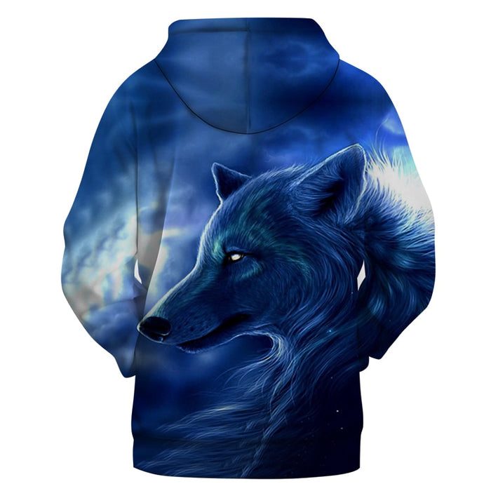 Blue Night Wolf Hoodie