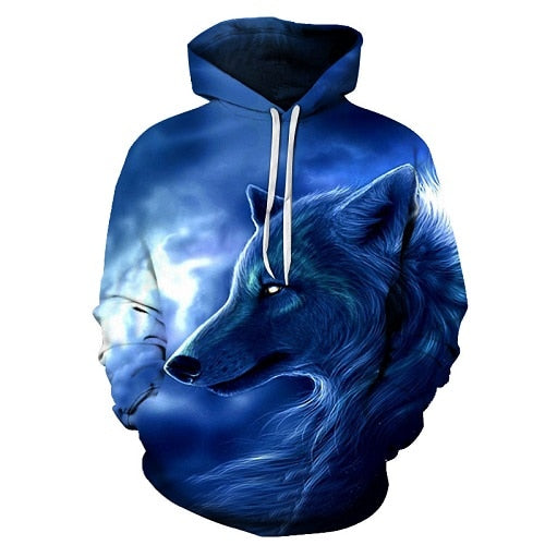 Blue Night Wolf Hoodie
