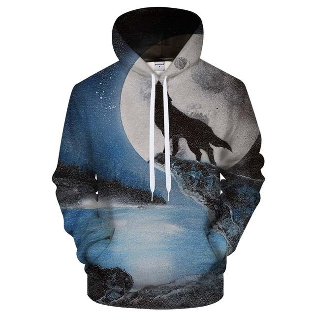 Wolf and Full Moon Hoodie