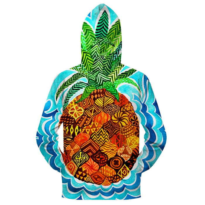 Pineapple Print Zip-up Hoodie