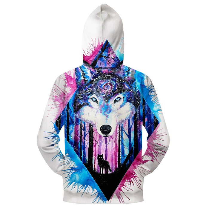 Colorful Wolf Zip-up Hoodie
