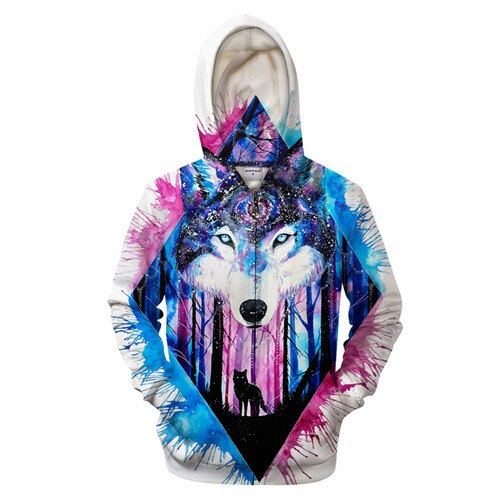 Colorful Wolf Zip-up Hoodie