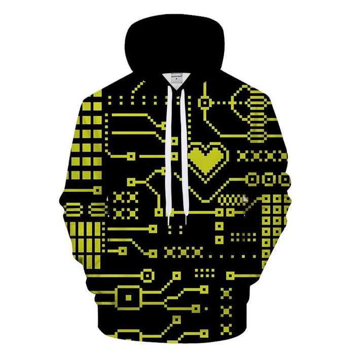 Neon Circuit Grid Hoodie