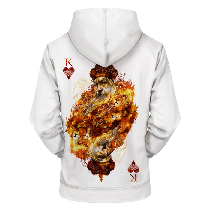 Fire Tiger King of Hearts Card Hoodie