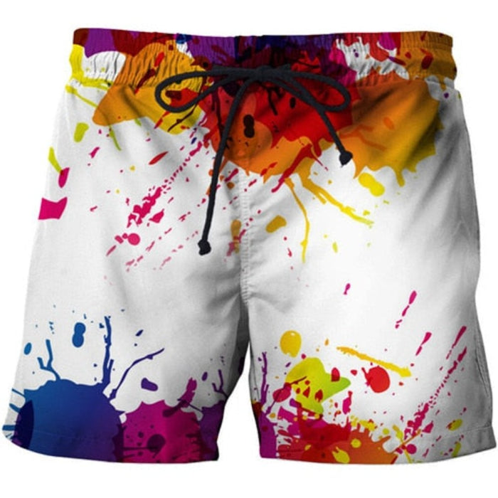 Colorful Paint Splatter Shorts