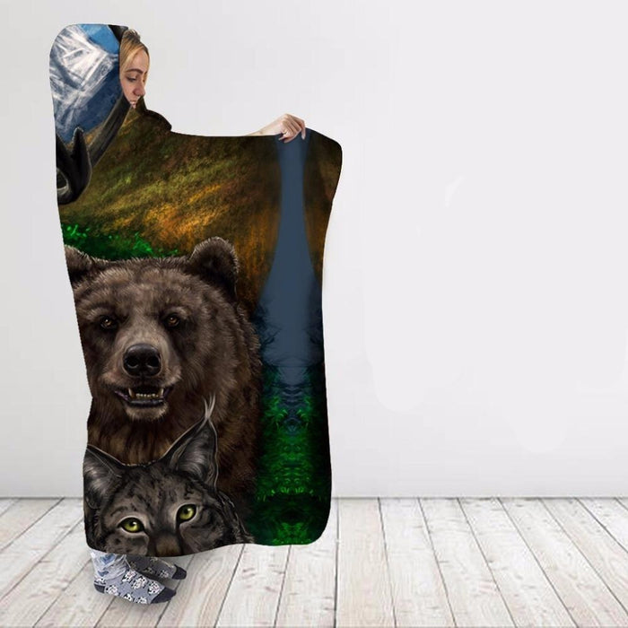 Forest Animals Blanket Hoodie