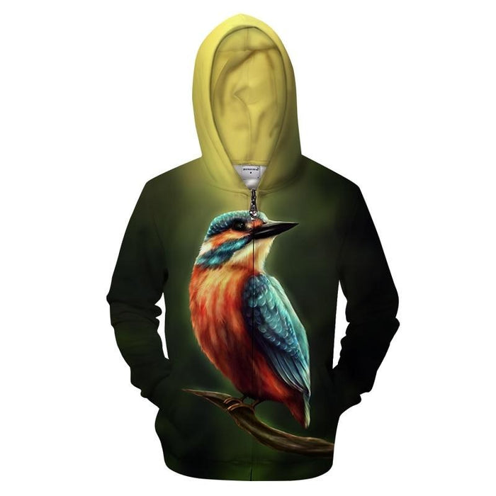Kingfisher Bird Zip-up Hoodie