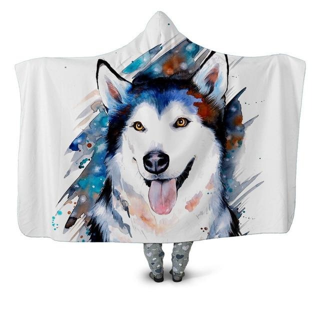 Colorful Husky Blanket Hoodie