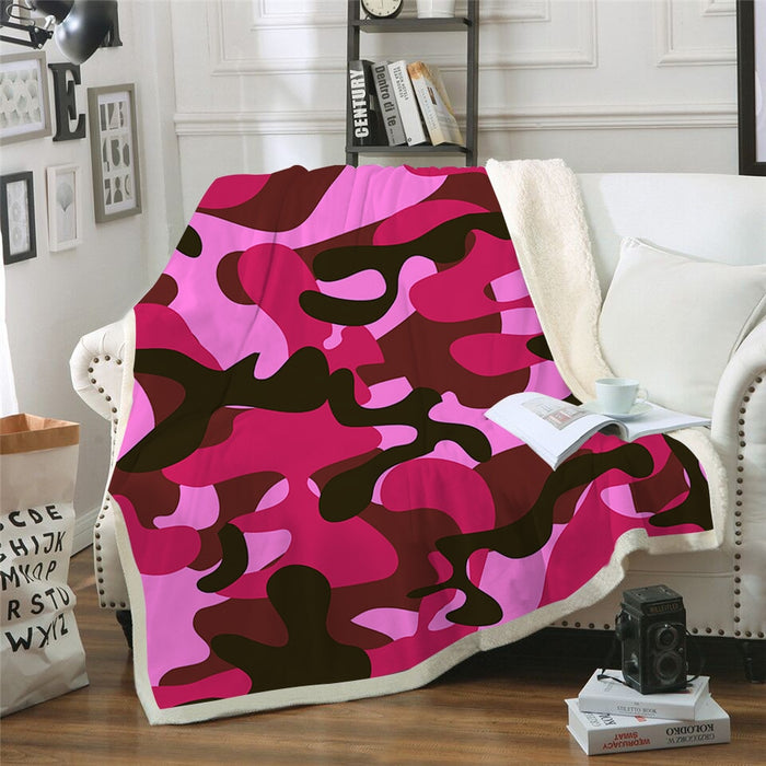 Bright Pink Camo Blanket Quilt