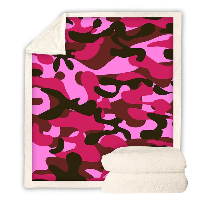 Bright Pink Camo Blanket Quilt