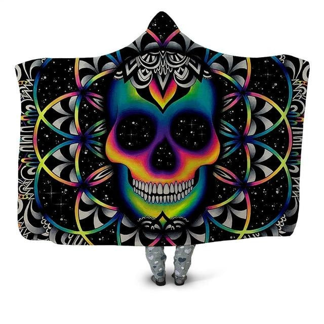 Colorful Mandala Skull Blanket Hoodie