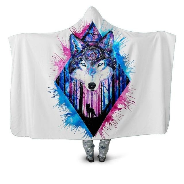 Colorful Wolf Blanket Hoodie