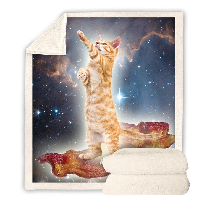 Bacon Cat Galaxy Blanket Quilt